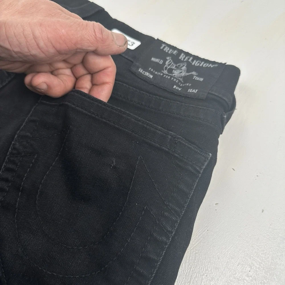 True Religion GENO Relaxed Slim Fit Jeans Men 30x33 Rinse Black Straight Stretch